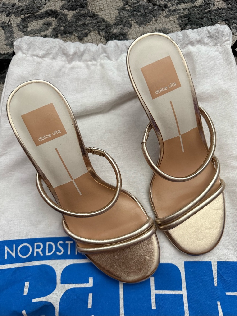 Dolce Vita Metallic Gold Double-Strap Slide Heels